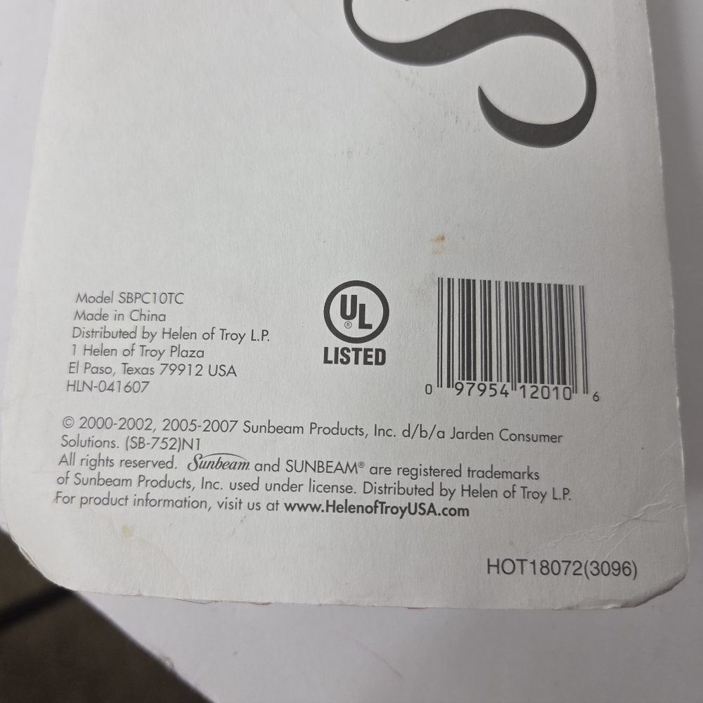 Sunbeam 3/4" Styling Iron Cool Tip High Low Heat NEW - Picture 6 of 6